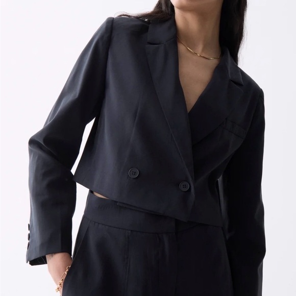 Deluc Caterina Navy Cropped Blazer Double Breasted NWT Small/Sold out style - Picture 2 of 6